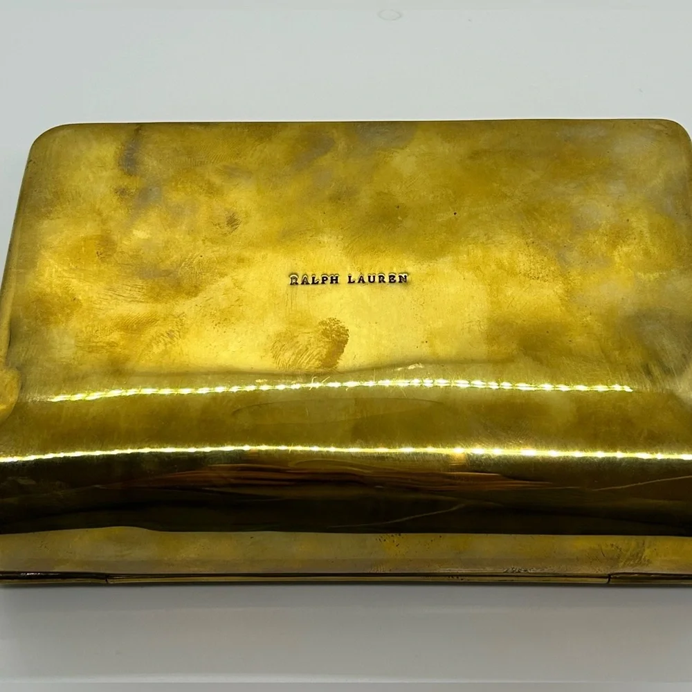 VERY RARE Vintage Ralph Lauren Suede Beaded Brass Jewelry Box